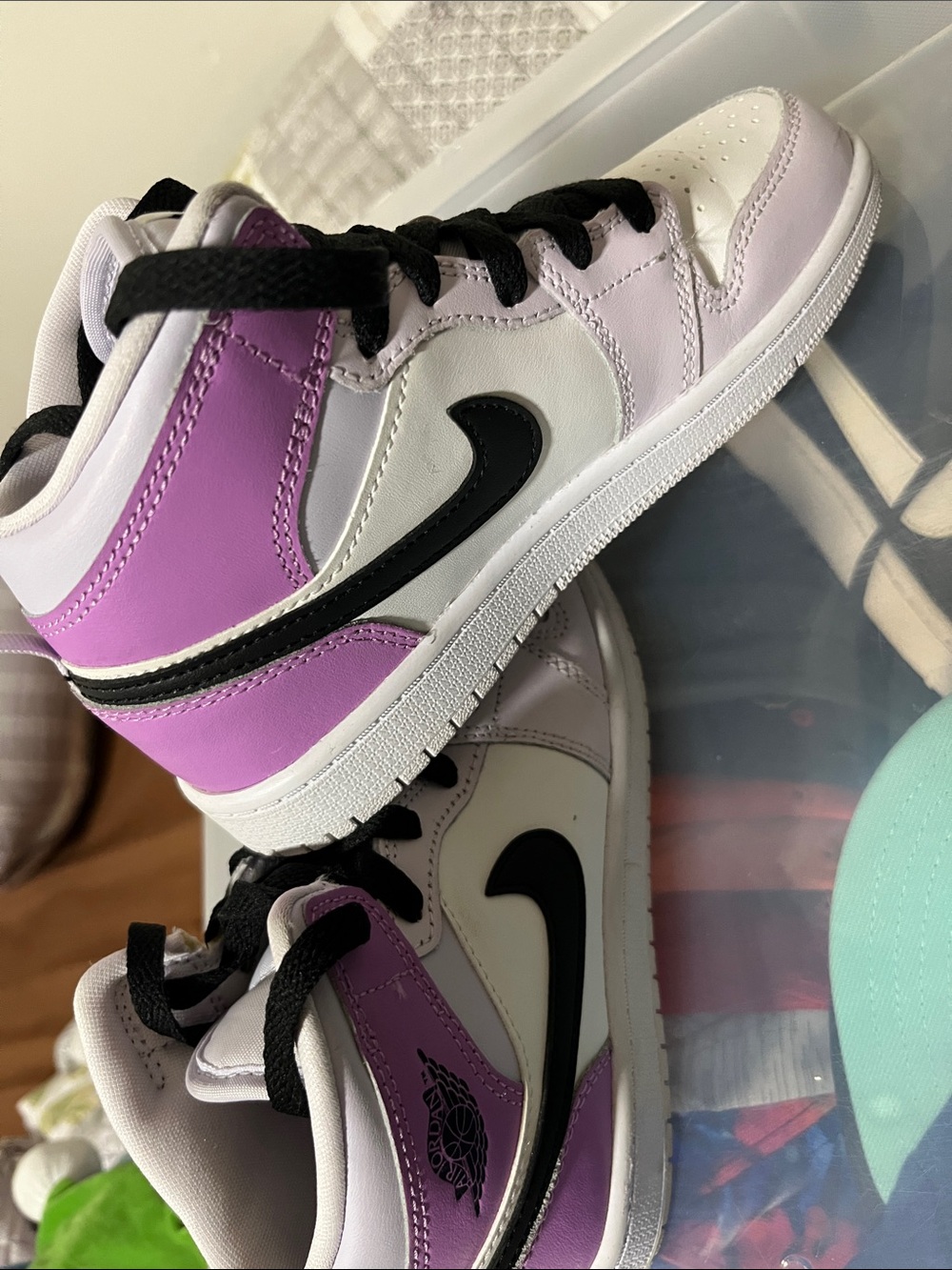Nike Kids Purple, White & Black High-Top Sneakers